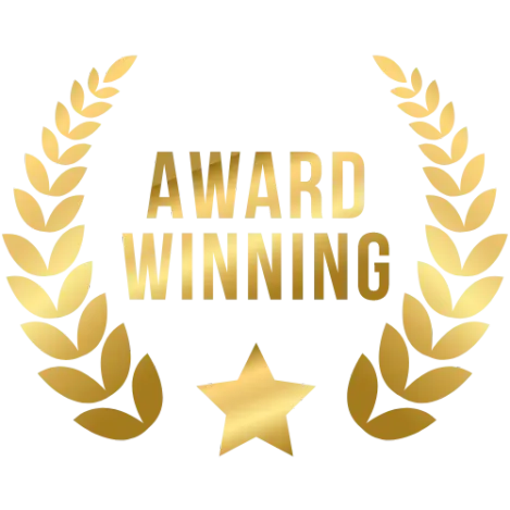 Gold laurel wreath and star award winning badge for concrete Auckland.