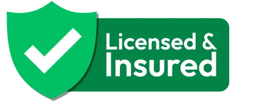 Green shield trust badge showing licensed and insured concrete Auckland services.